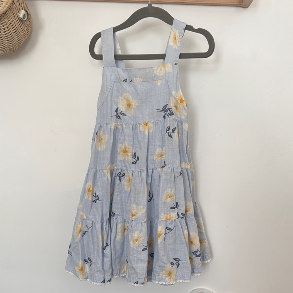 Floral Blue and Yellow Kids Dress